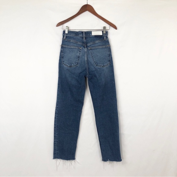 Redone 70s Ultra High Rise Stove Pipe Vintage Indigo Destroy Size 26 - Picture 4 of 9